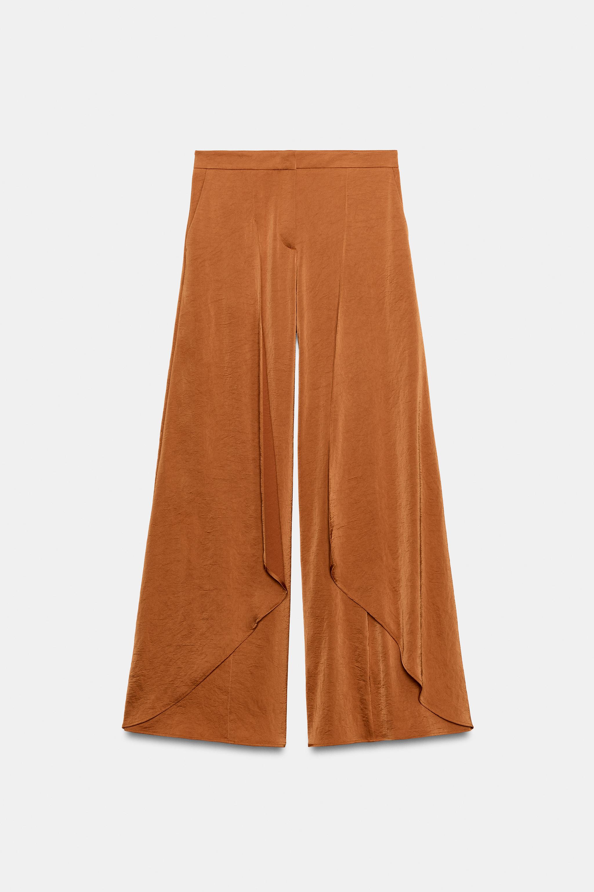 Женские брюки Zara WIDE-LEG RUFFLED FLOWY TROUSERS — фото 5