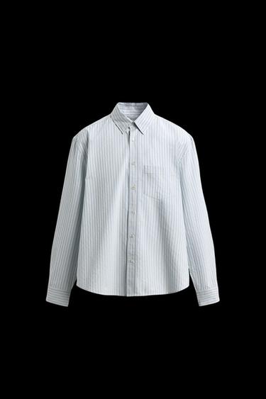 Zara LIMITED EDITION STRIPED SHIRT - Sky blue