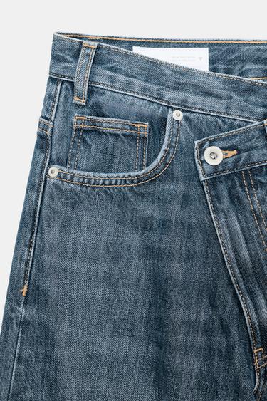 JEANS TRF WIDE LEG TAILLE HAUTE CROISÉE - Bleu / Gris de Zara - Image 8