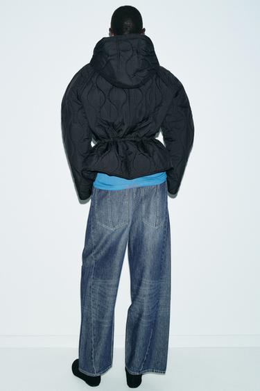 BLOUSON REMBOURRÉ À CAPUCHE - Noir de Zara - Image 4