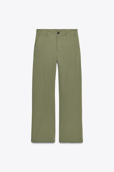 Zara ZW COLLECTION STRAIGHT-LEG PANTS - Khaki