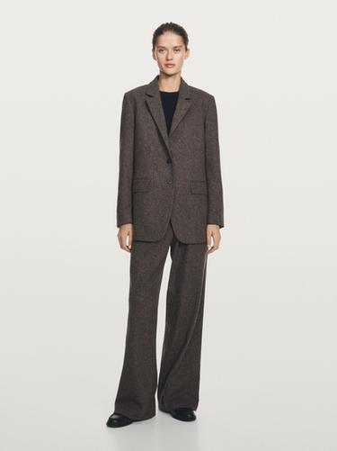Zara Knickerbocker yarn effect suit trousers - Chocolate