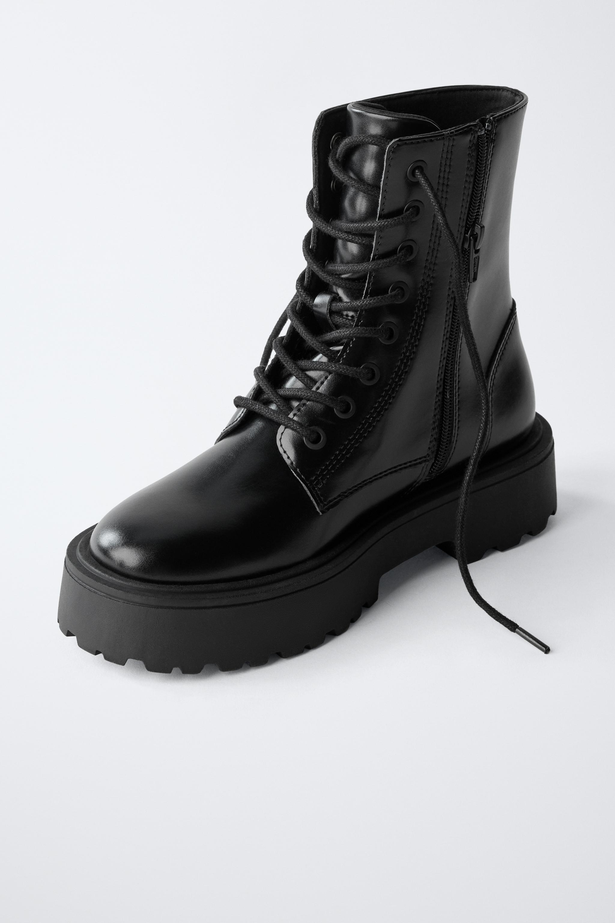 LACE-UP ANKLE BOOTS - Black | ZARA United States