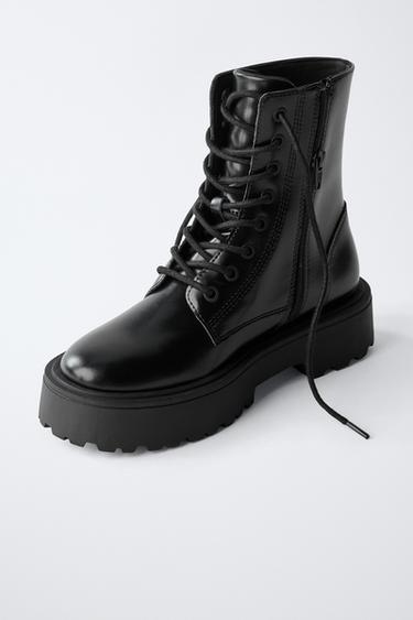 LACE-UP ANKLE BOOTS - Black by Zara - Image 2