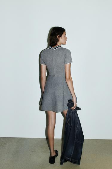 ROBE COL EN MATIÈRES VARIÉES - Gris de Zara - Image 2