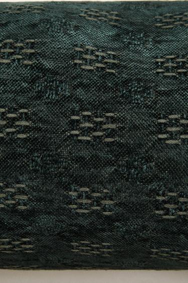 JACQUARD BOLSTER CUSHION - Green by Zara - Image 3