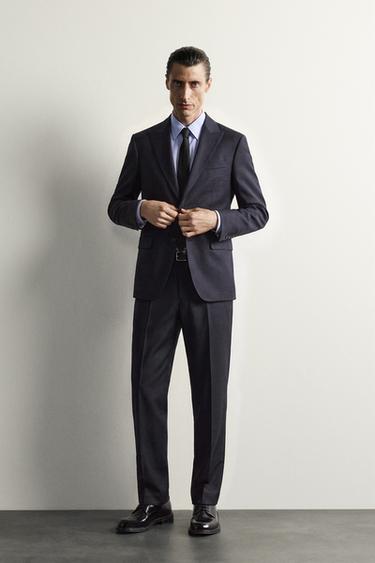 בלייזר חליפה 100% צמר - כחול־ים של Zara