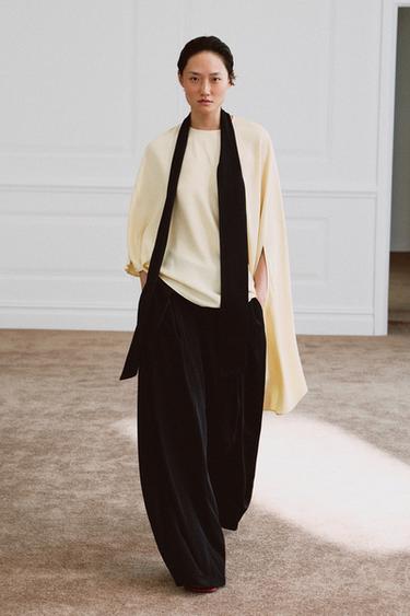 Zara ZW COLLECTION ASYMMETRIC SCARF BLOUSE - Yellow