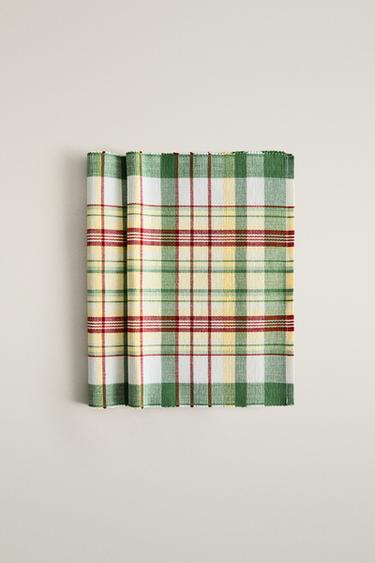 COLORED CHECK PLACEMAT (PACK OF 2) — Green 2
