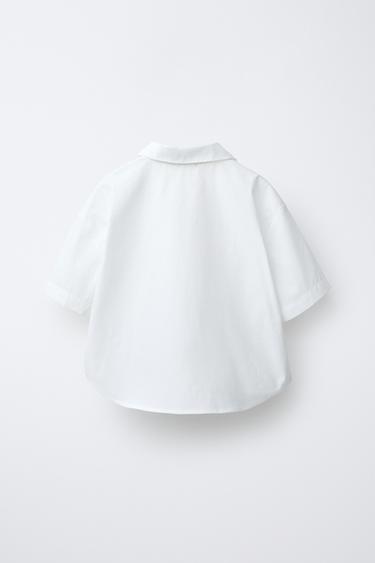 3D BEADED FLORAL SHIRT - White / Red by Zara - Image 1