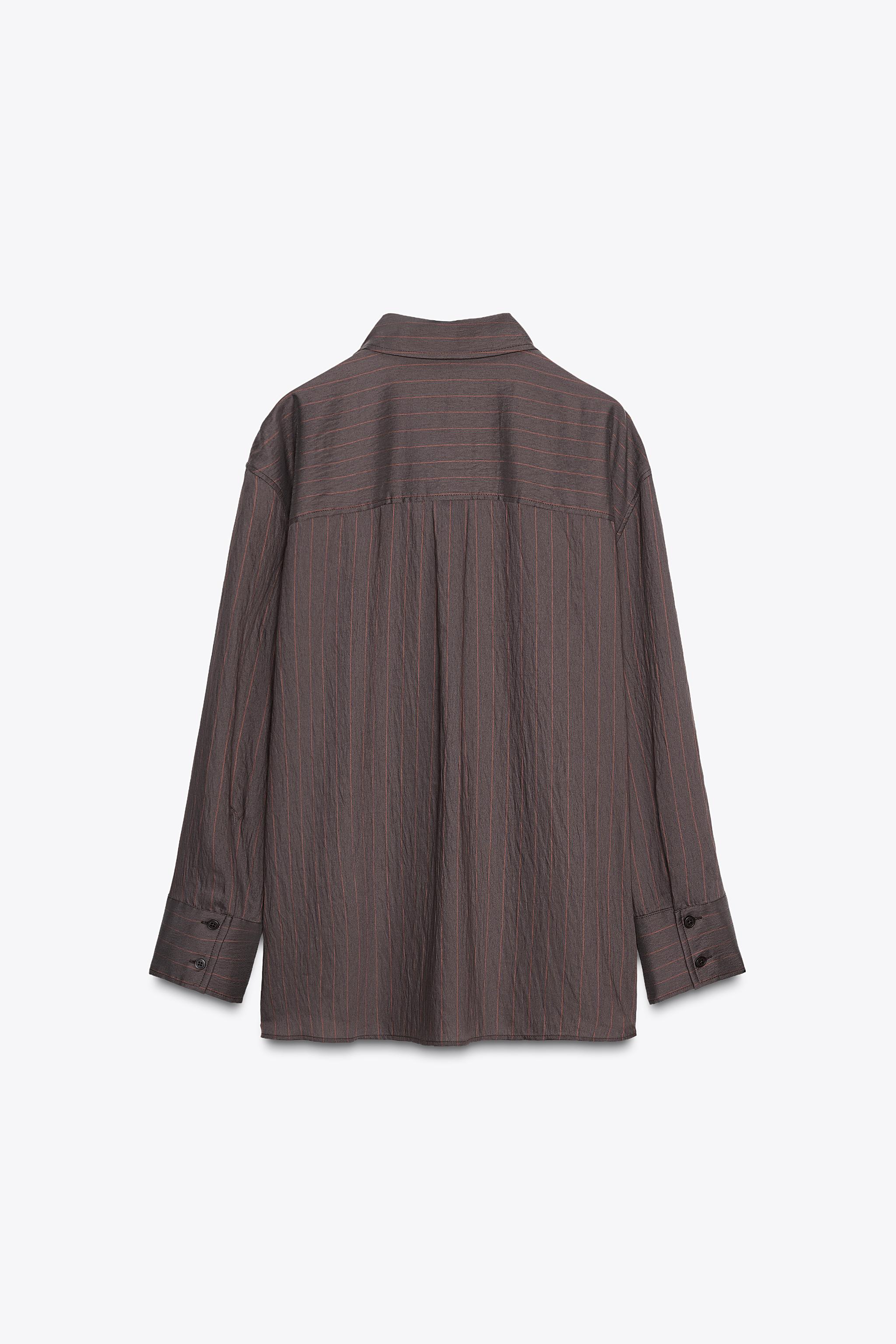 ZW COLLECTION OVERSIZED STRIPED SHIRT - Chocolate brown