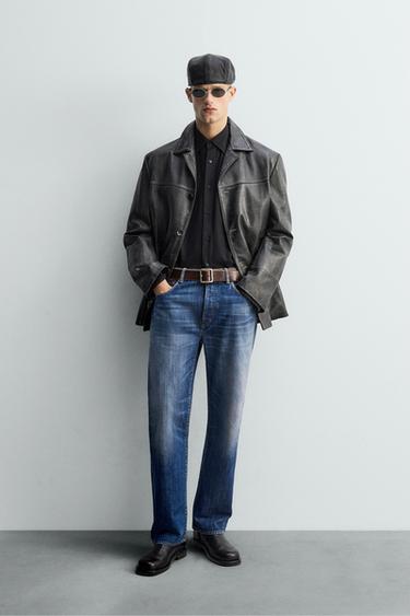 LIMITED EDITION VINTAGE EFFECT LEATHER JACKET - Black by Zara - Image 0