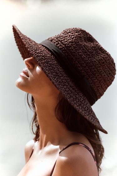 CHAPEAU RUBAN CONTRASTANT - Marron de Zara - Image 1