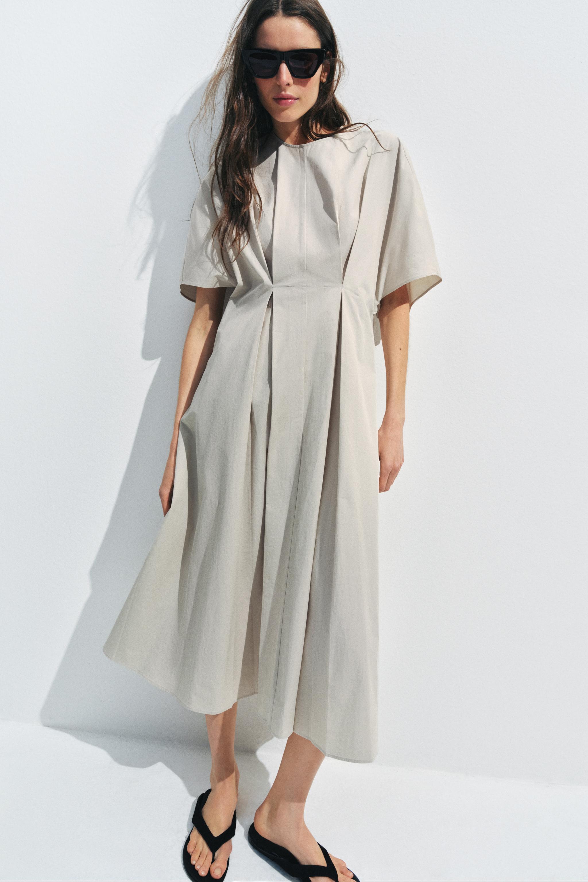 ROBE EN POPELINE À PLIS ZW COLLECTION