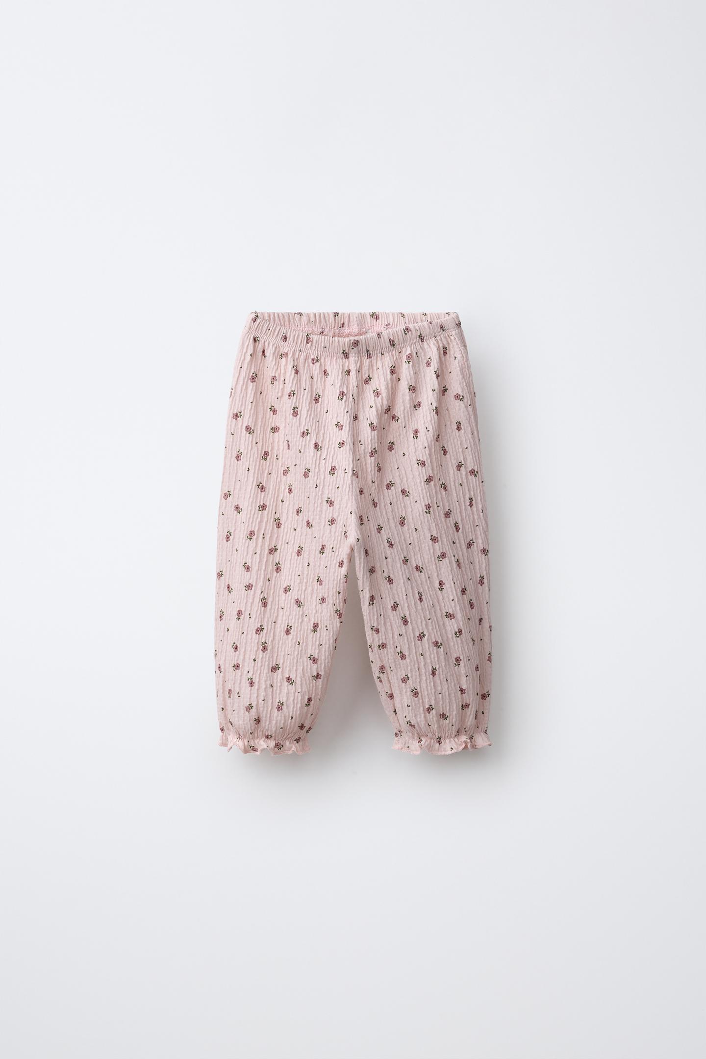Детские брюки Zara Floral Textured, цвет: Пастельный розовый — фото 1