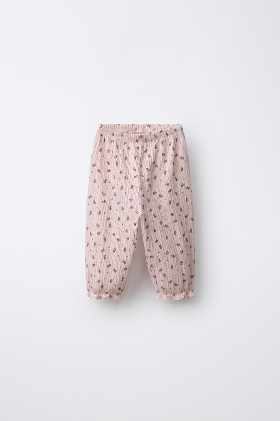 BROEK MET TEXTUUR EN BLOEMEN - PASTELROZE van Zara - Afbeelding 0