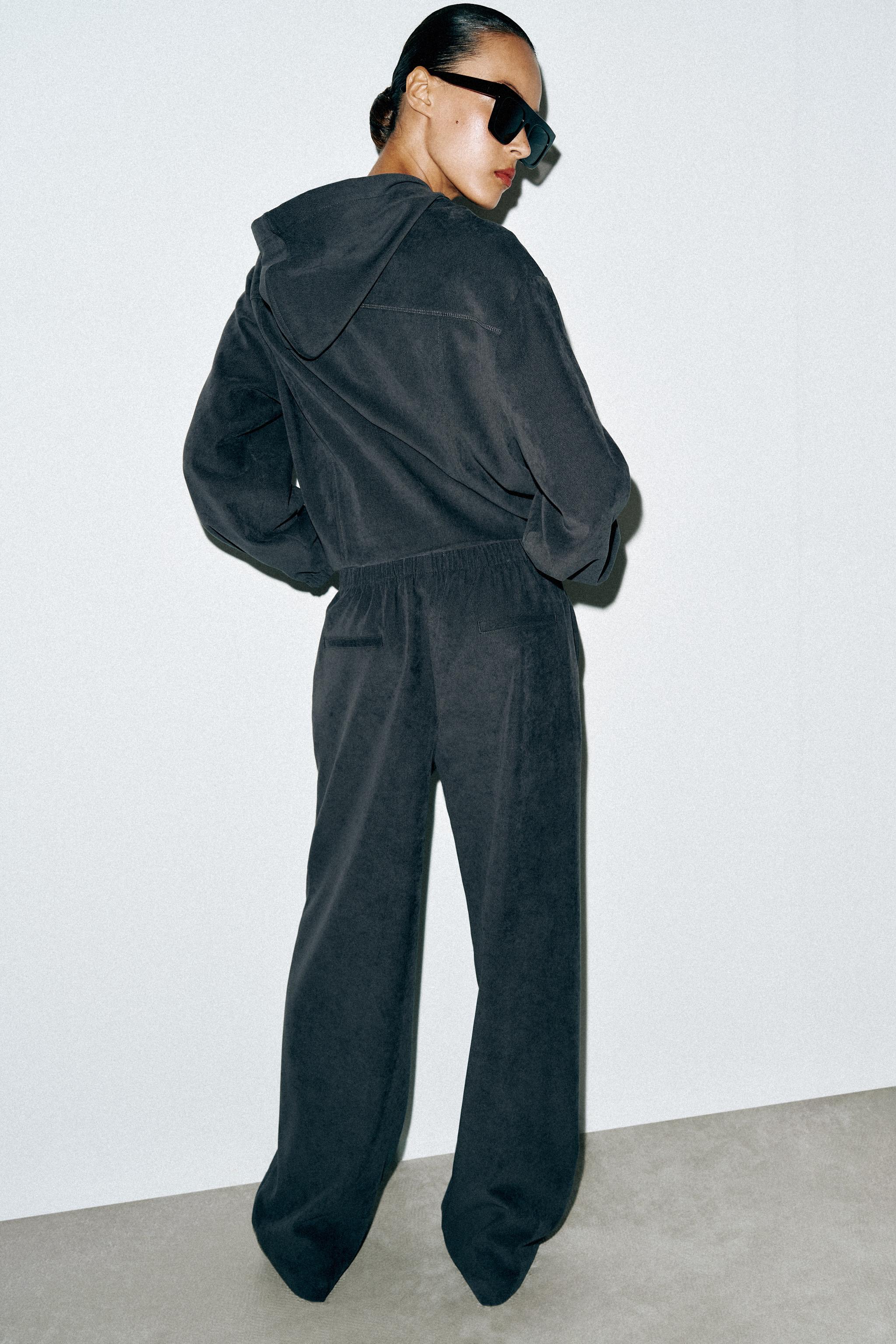 Женские брюки Zara ELASTIC WAIST WIDE LEG TROUSERS — фото 5