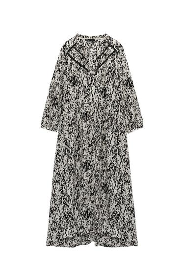 LACE-TRIMMED PRINTED DRESS