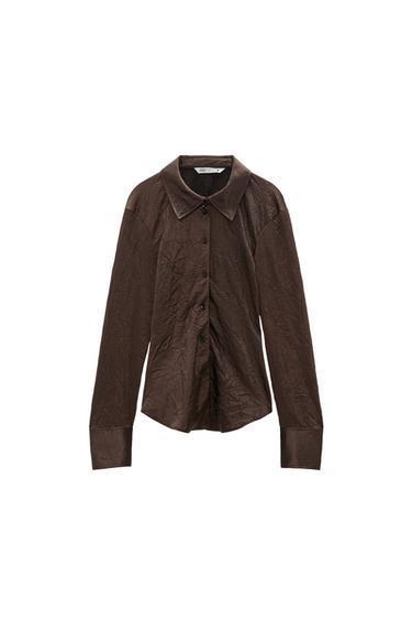 CREASED-EFFECT SATIN BLOUSE