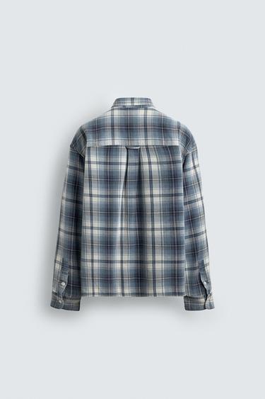 RELAXED FIT CHECK SHIRT - Blue by Zara - Image 8