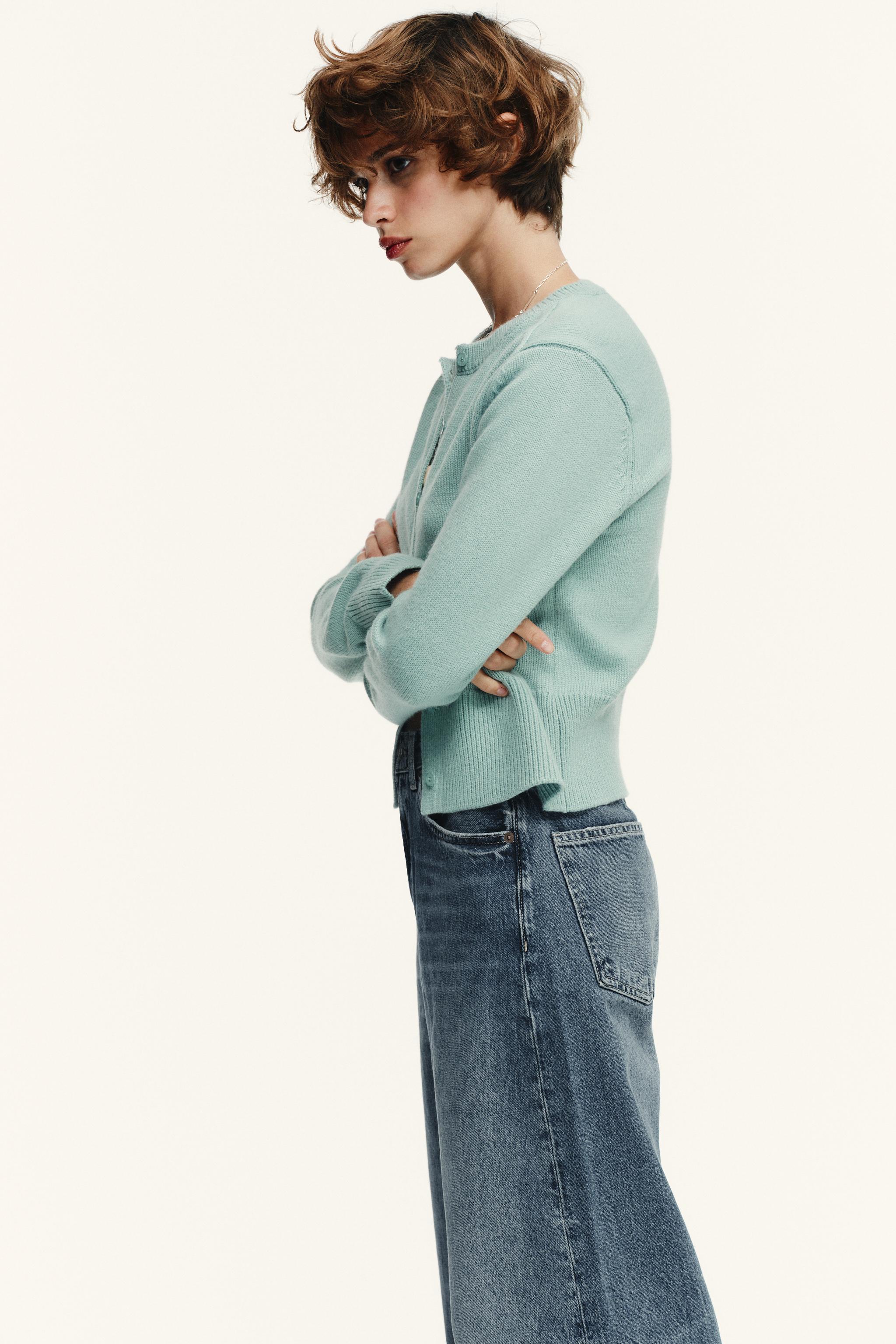 PLAIN KNIT CARDIGAN - Turquoise | ZARA Canada