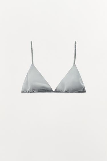 ΤΡΙΓΩΝΙΚΟ BRALETTE ΜΕ ΜΕΤΑΞΙ - Γκρι του Zara