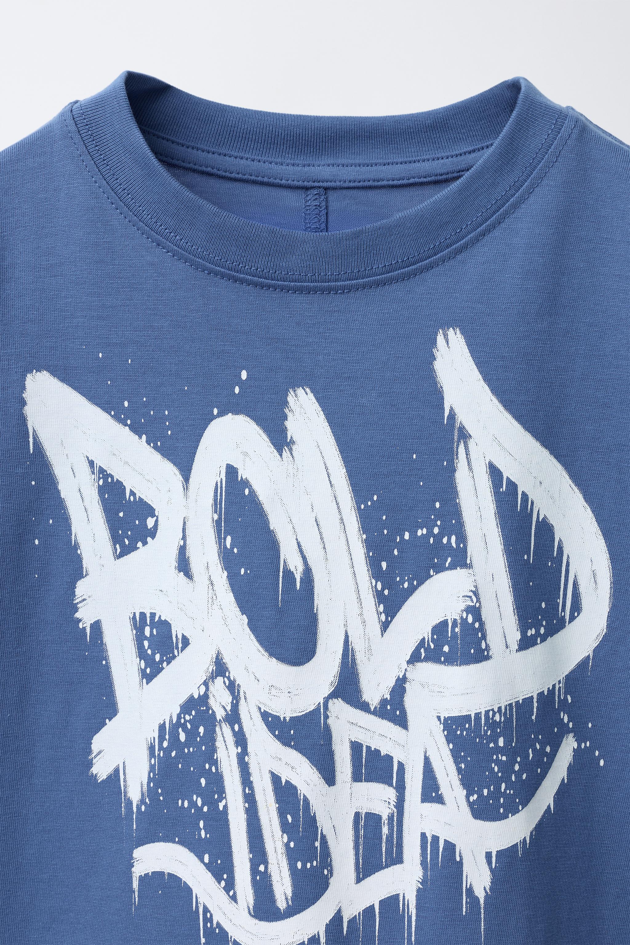 【関税・送料込】Side opening gravity printed t-shirts - 1164 LABEL GRAFFITI T-SHIRT - Oyster-white | ZARA United States