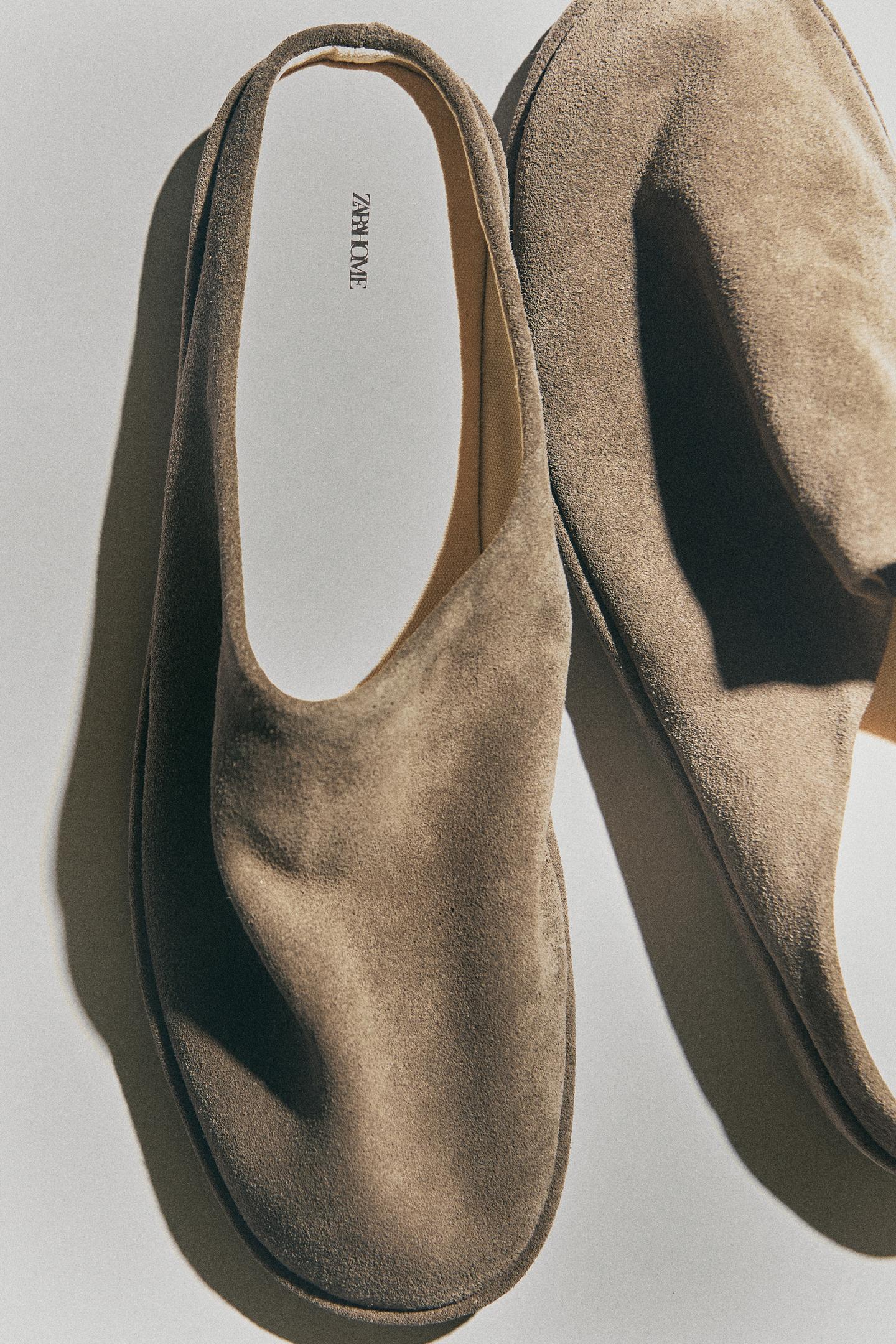 Женские сабо Zara Split Suede Mule Slippers, цвет: Хаки зелёный — фото 6