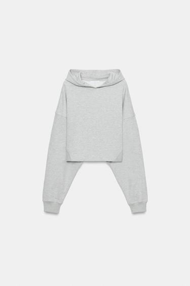 SUDADERA CAPUCHA CROP - Gris vigoré de Zara
