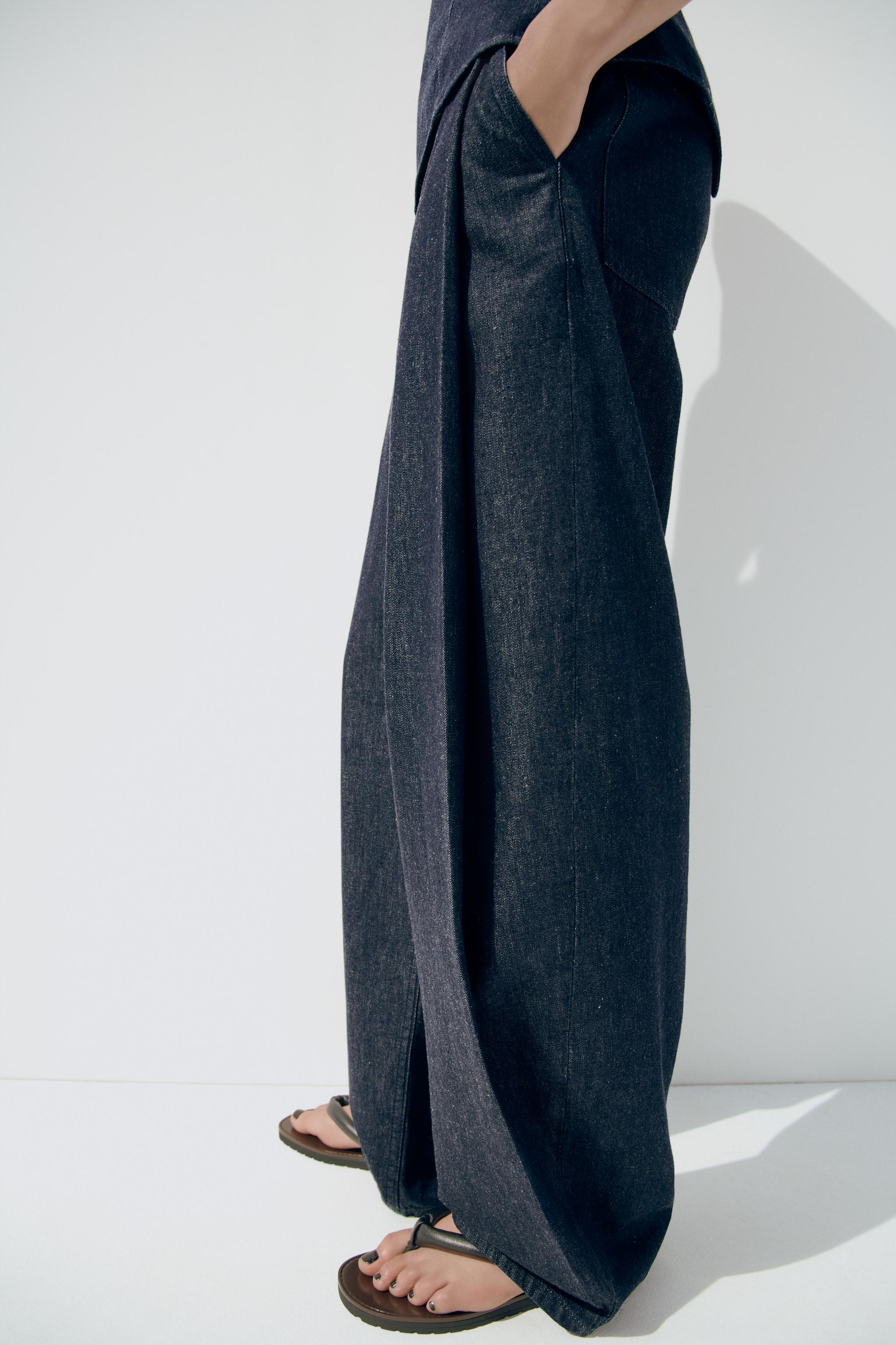 TRF DENIM TROUSERS WITH DARTS - Dark indigo | ZARA India