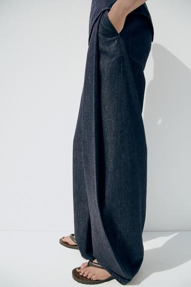 TRF DENIM TROUSERS WITH DARTS - Dark indigo by Zara - Image 2