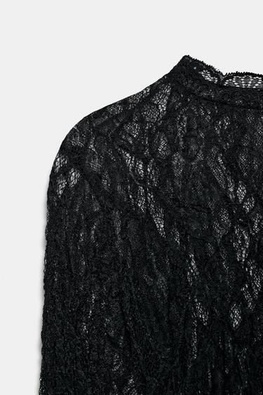 TOP EN DENTELLE À MANCHES LONGUES - Noir de Zara - Image 5
