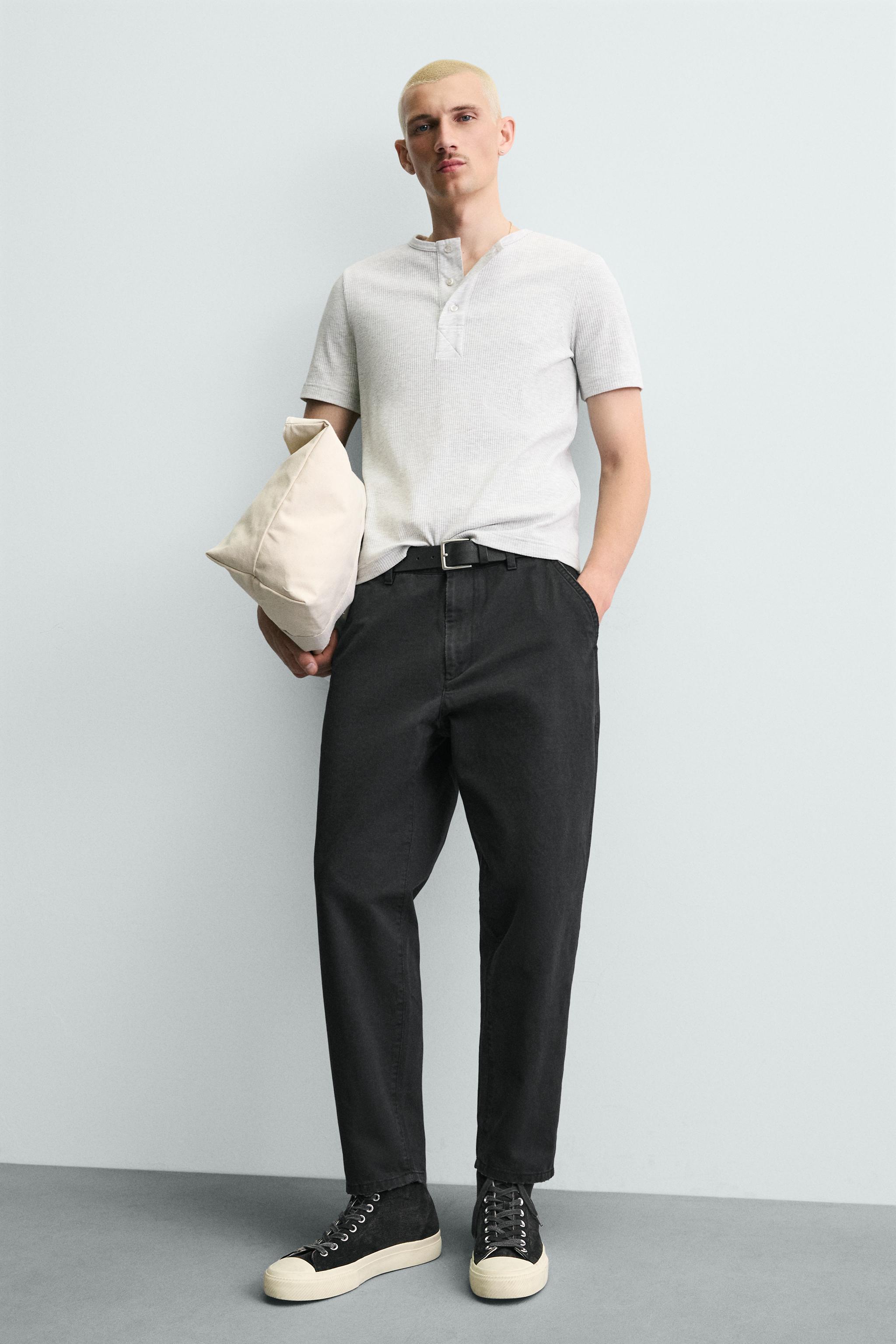 WASHED TAPERED FIT PANTS