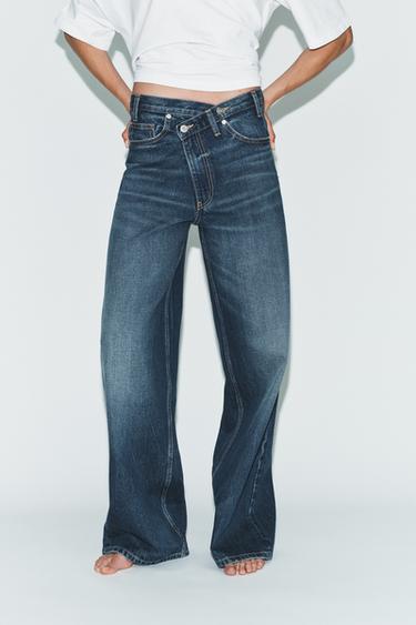 TRF WIDE-LEG CROSSED WAIST HIGH-WAIST JEANS - Navy blue by Zara - Image 2