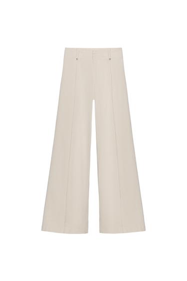 ZW COLLECTION TAILORED WIDE-LEG HIGH-WAIST JEANS - Sand by Zara