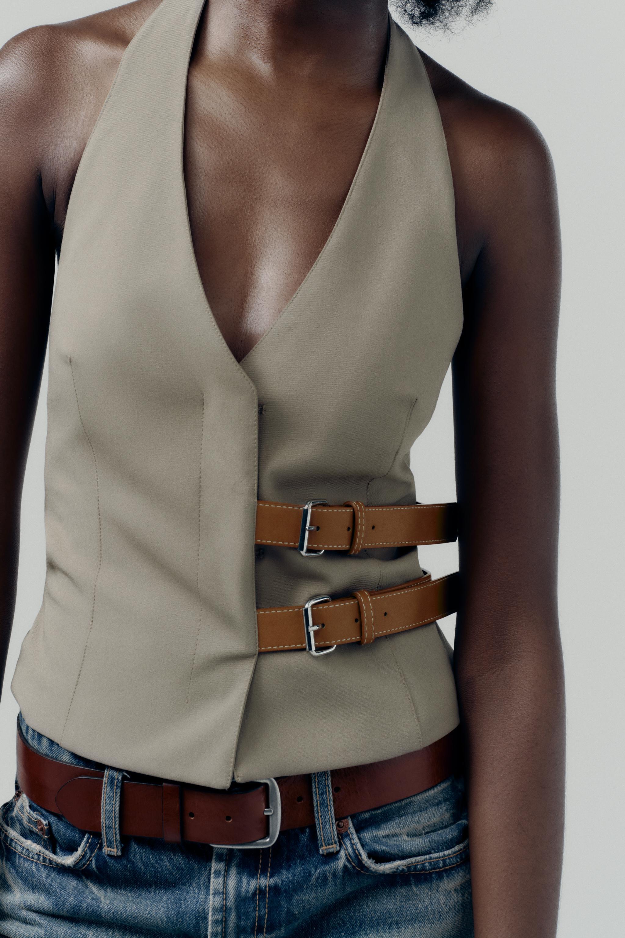 BELTED HALTER VEST - Brown / Taupe | ZARA United States