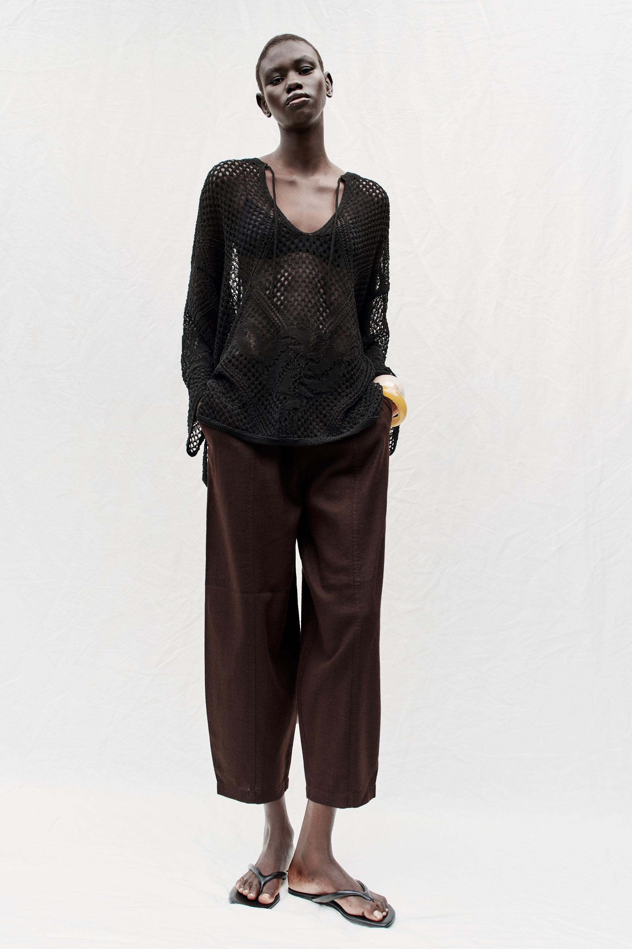 Женские брюки Zara LINEN BARREL PANTS