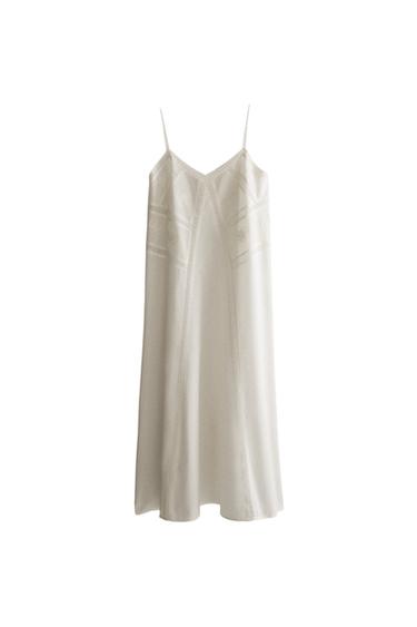Zara EMBROIDERED NIGHTGOWN - White
