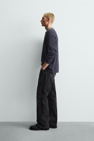 RIPPED FLARE FIT JEANS - Charcoal by Zara - Image 3