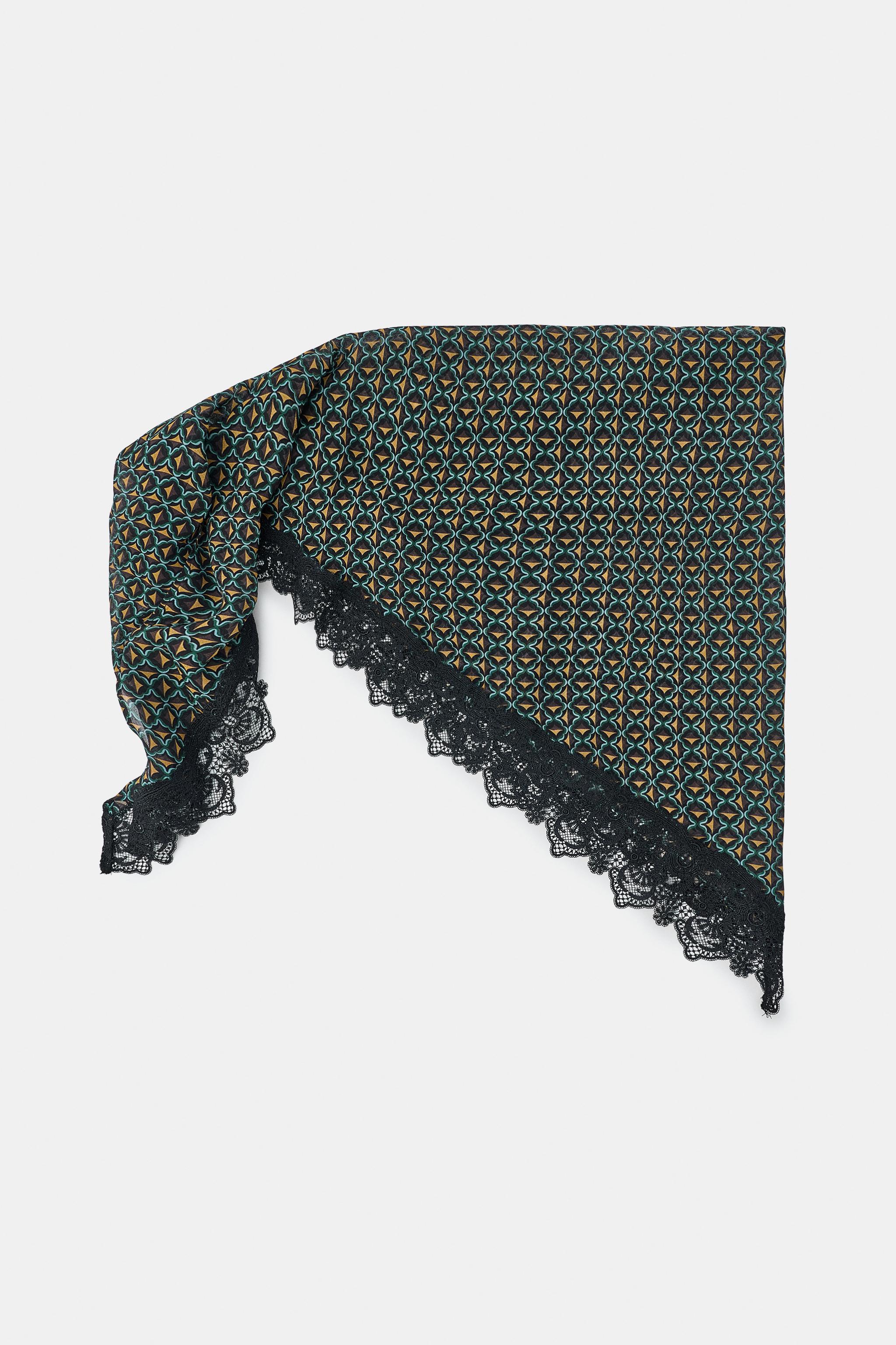 FOULARD PARÉO IMPRIMÉ 100% VISCOSE ET DENTELLE