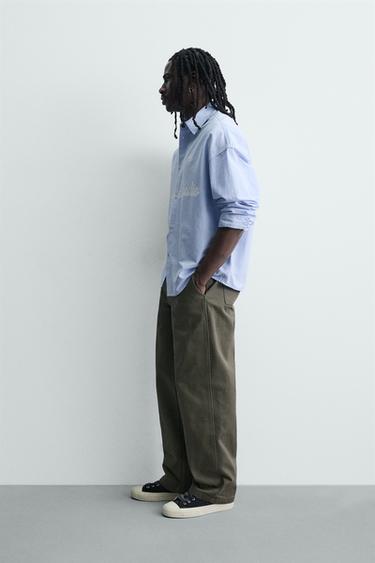 CHEMISE OXFORD COUPE BOXY IMPRIMÉE - Bleu clair de Zara - Image 3