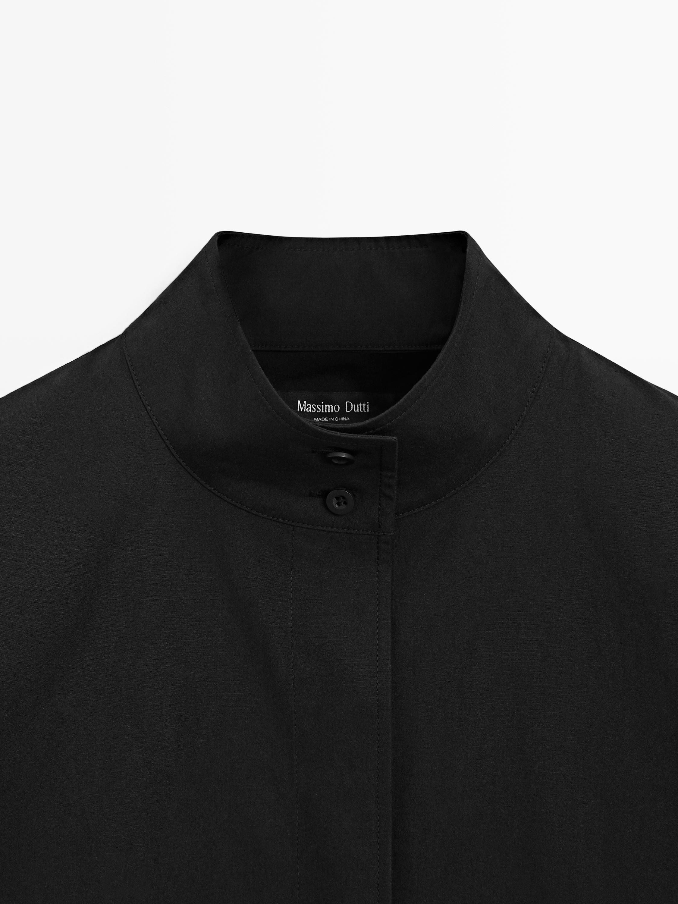 High neck shirt with strap detail