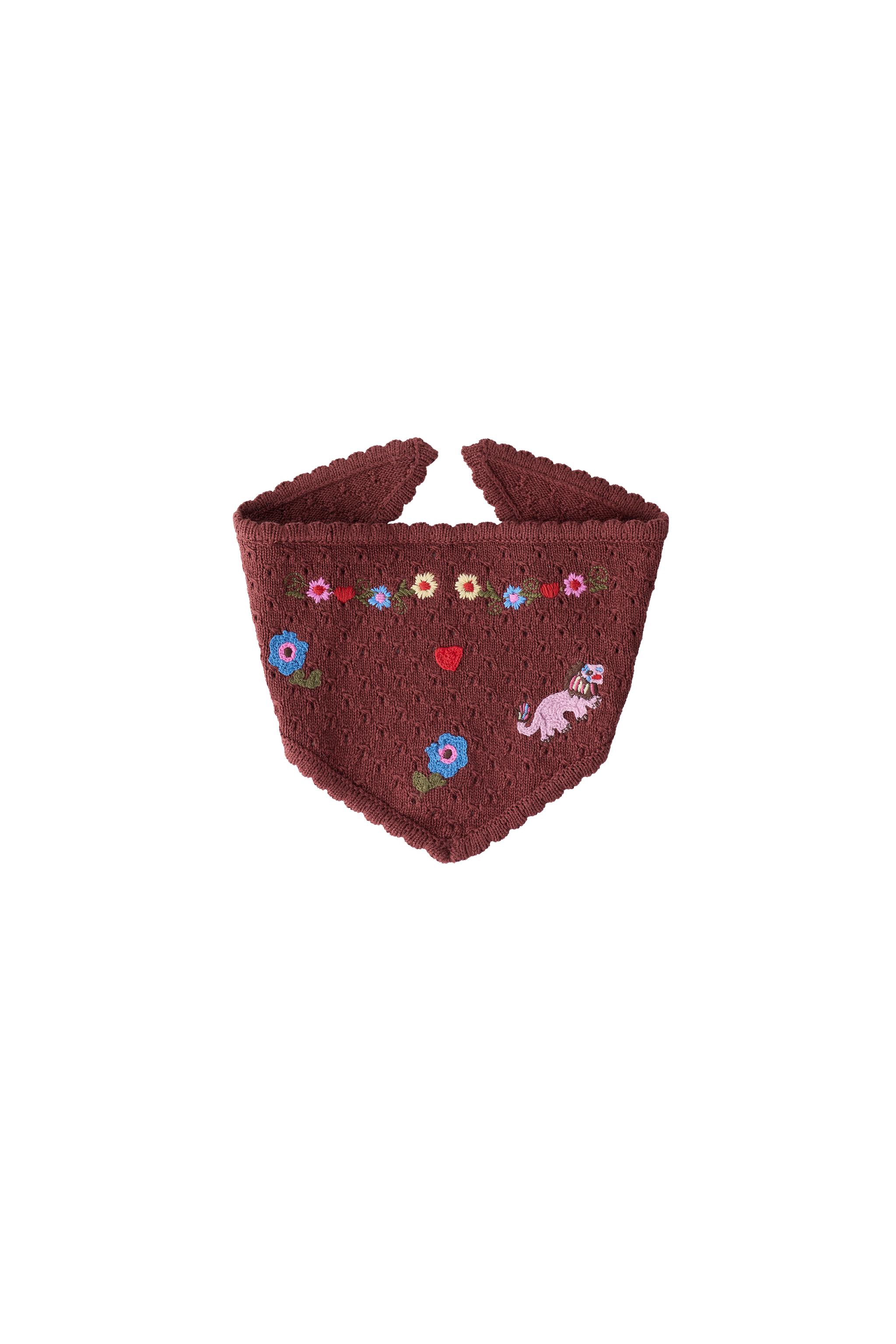 【C23703】Sara KNIT BANDANA EMBROIDERED SISSEL EDELBO X ZARA KIDS - Brown | ZARA