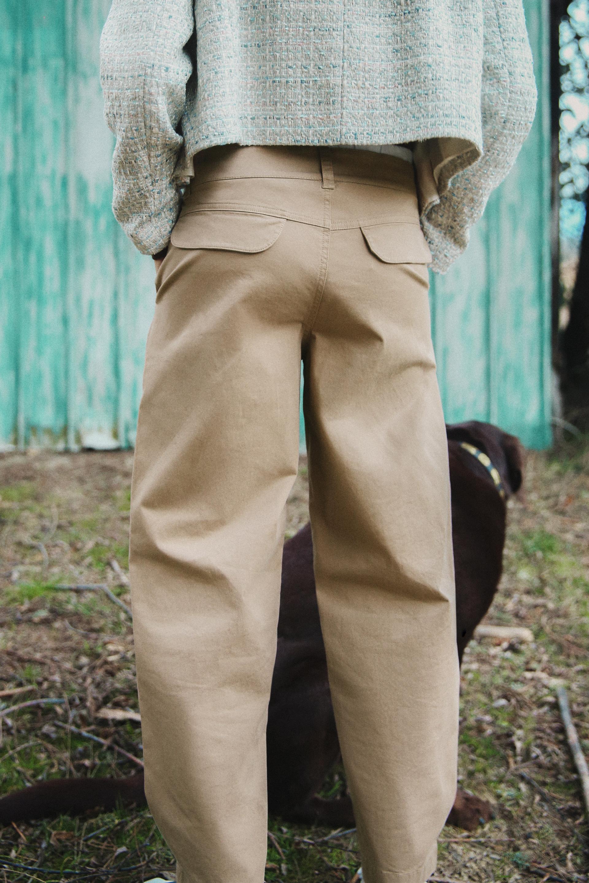 CONTRASTING DOUBLE WAIST CHINO PANTS