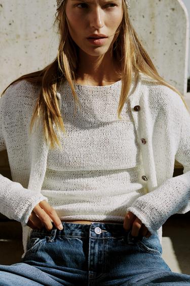 THICK KNIT CARDIGAN - Ecru by Zara