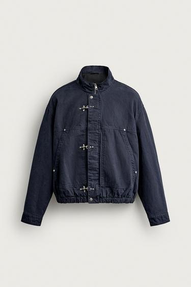 سترة RELAXED FIT بتفاصيل معدنية - بحري by Zara - Image 0