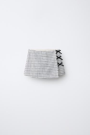 Zara STRUCTURED SKORT - Ecru / Black