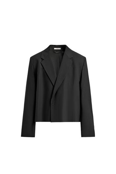 Zara CROPPED SUIT BLAZER - Black