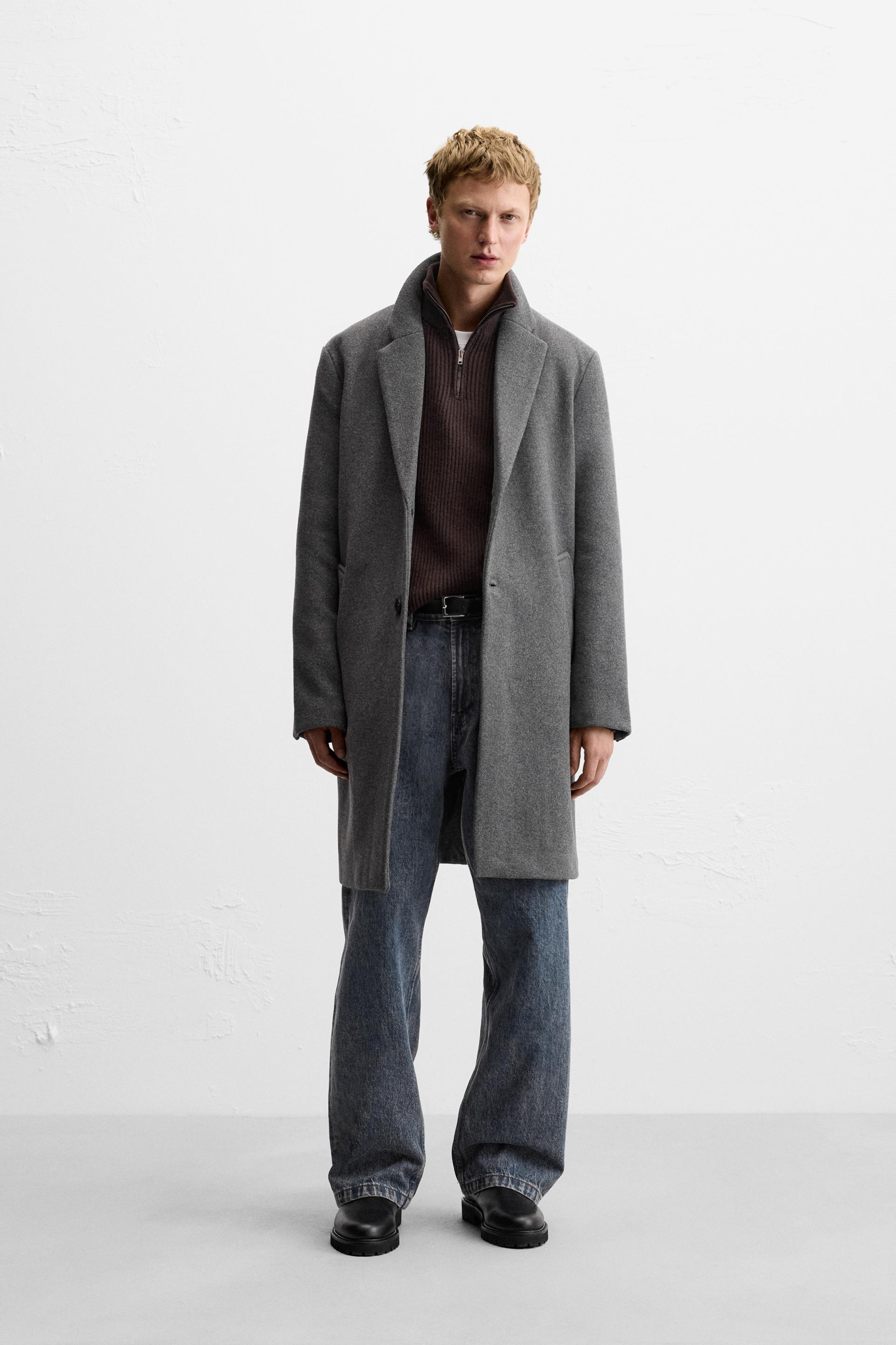 Grey men's coat zara hotsell