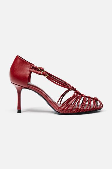 SANDALIA TACÓN CANGREJERA - Rojo de Zara